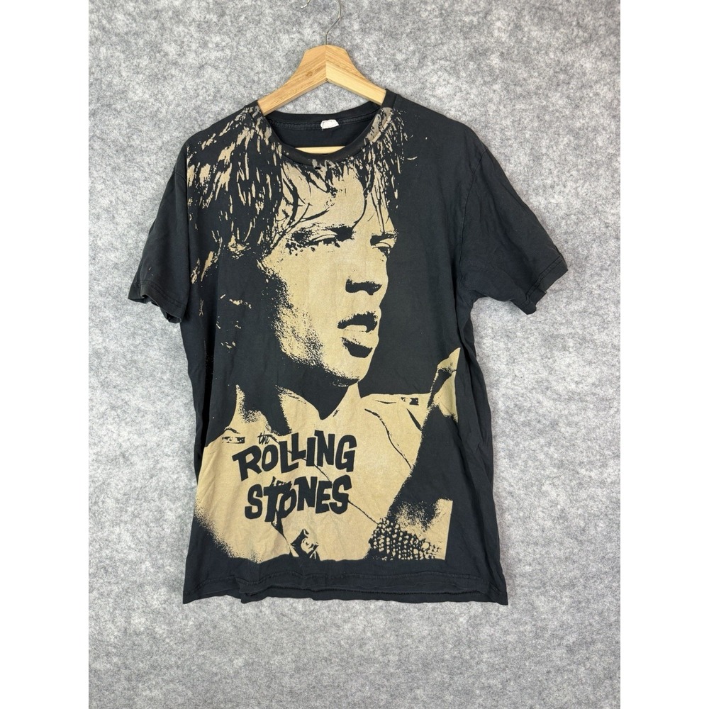 Vintage Rolling Stones T-shirt Mens XL Music Band Tee Mick Jagger Aop Tour Black